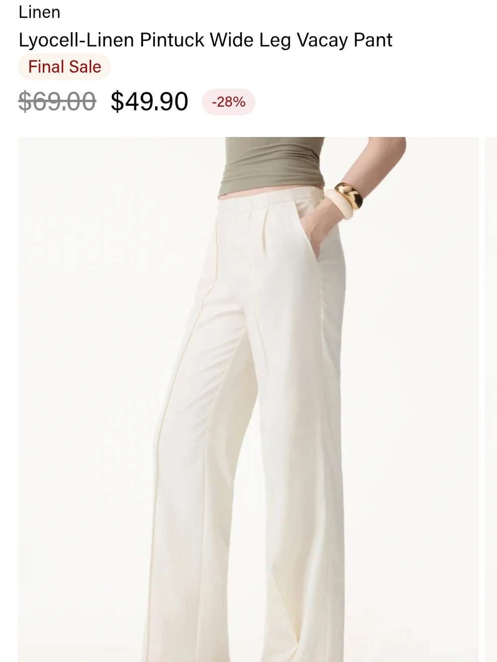 OGL Cream Wide-Leg Pintuck Trousers